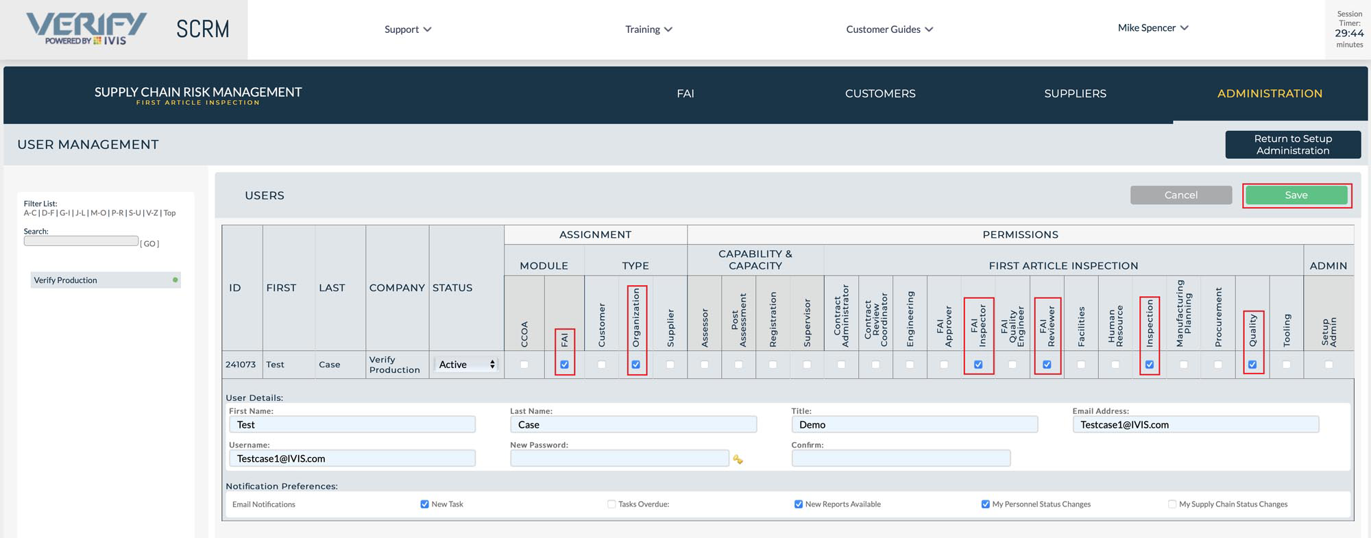 Roles and Permissions